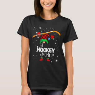Ice Hockey Gnome Red Buffalo Plaid Matching Family T-Shirt
