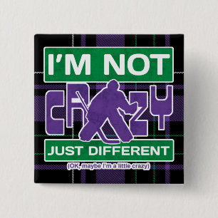 Ice Hockey Goalie 2 Inch Square Button