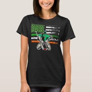 Ice Hockey Goalie Irish American Flag St Patricks T-Shirt