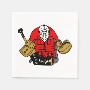 Ice Hockey Goalie Paper Napkins, Hockey Party Napkin