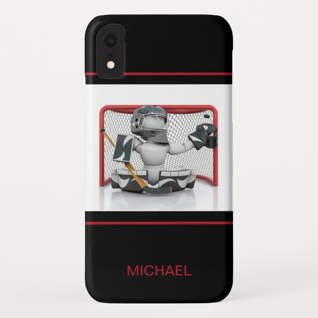 Ice Hockey Goalie Personalized Name | Sport Case-Mate iPhone Case (Back)