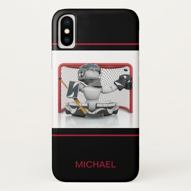 Ice Hockey Goalie Personalized Name | Sport Case-Mate iPhone Case (Back)