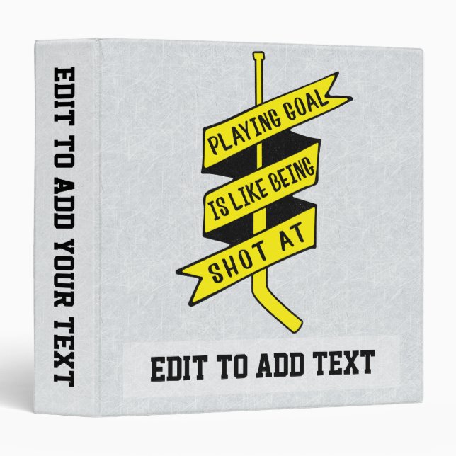 Ice Hockey Goalie Quote Custom Binder (Front/Spine)