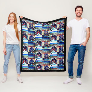 Ice Hockey Goalie Theme Fleece Blanket