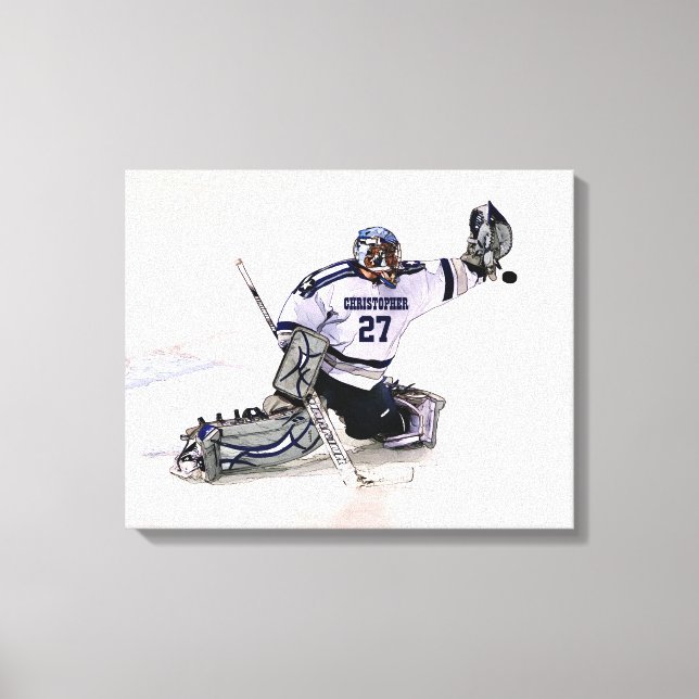 Ice Hockey Goalkeeper With Your Name Drawing Canvas Print (Front)