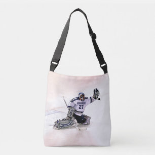 Ice Hockey Goalkeeper With Your Name Drawing Crossbody Bag