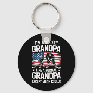 Ice Hockey Grandpa Like A Normal Grandpa Except Mu Keychain