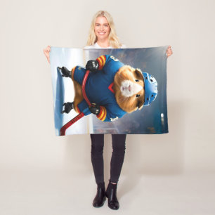 Ice Hockey Guinea Pig, Fleece Blanket