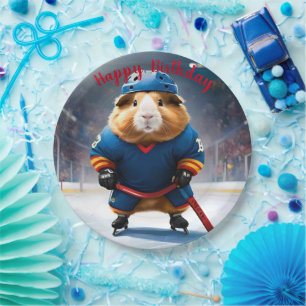 Ice Hockey Guinea Pig, Paper Plate