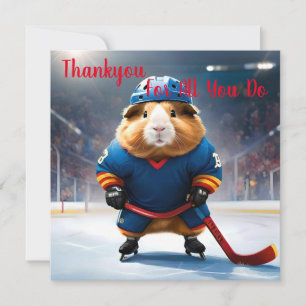Ice Hockey Guinea Pig, Thank You Card