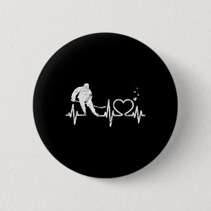 Ice Hockey Heart Valentines Heartbeat Boys Girl Go 2 Inch Round Button