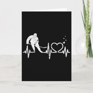 Ice Hockey Heart Valentines Heartbeat Boys Girl Go Card
