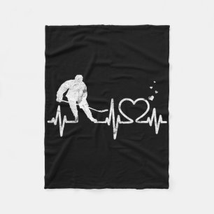 Ice Hockey Heart Valentines Heartbeat Boys Girl Go Fleece Blanket
