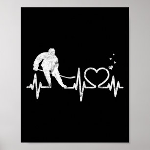 Ice Hockey Heart Valentines Heartbeat Boys Girl Go Poster