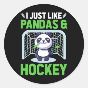 Ice Hockey I Just Like Pandas And Hockey Classic Round Sticker