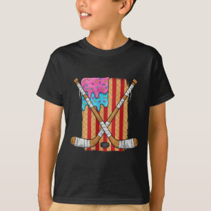 Ice Hockey Ice Cream Drip Boys American Flag Youth T-Shirt