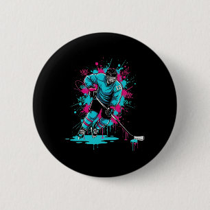 Ice Hockey Ice Cream Drip Number 12 12th Birthday  2 Inch Round Button