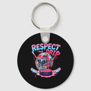Ice Hockey Ice Cream Drip With Sprinkles Game Day Keychain