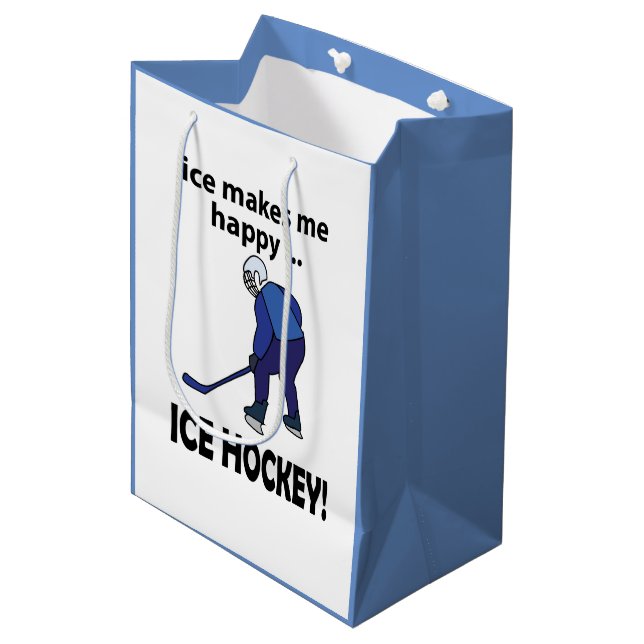 Ice Hockey Ice Makes Me Happy  Medium Gift Bag (Front Angled)