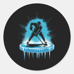 Ice Hockey Illustration Graphic (1)  Classic Round Sticker