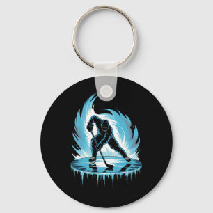 Ice Hockey Illustration Graphic Keychain