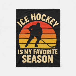 Ice Hockey Is My Favorite Season Retro Vintage Hoc Fleece Blanket