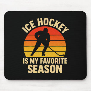 Ice Hockey Is My Favorite Season Retro Vintage Hoc Mouse Pad