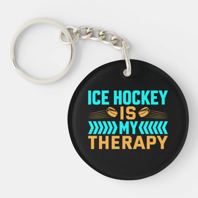Ice Hockey is My Therapy Keychain (Front)