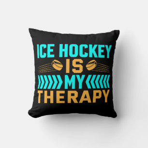Ice Hockey is My Therapy Throw Pillow