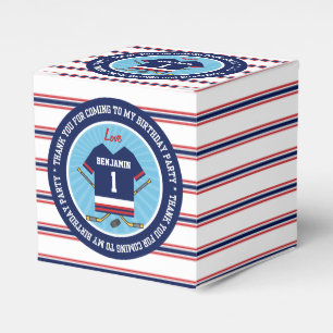 Ice Hockey Jersey 1st Birthday Thank you Favor Box