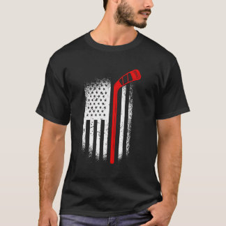 Ice Hockey Jersey Penalty Box Retro Puck Us Flag T-Shirt