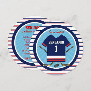 Ice Hockey Jersey V2 1st Birthday Party Invitation