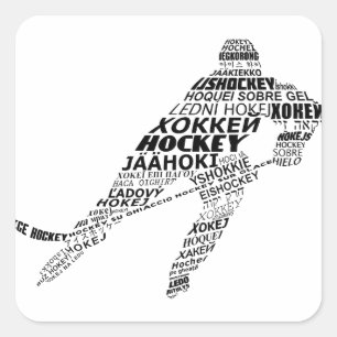 Ice Hockey Languages Text Art Square Sticker