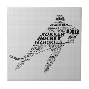 Ice Hockey Languages Text Art Tile