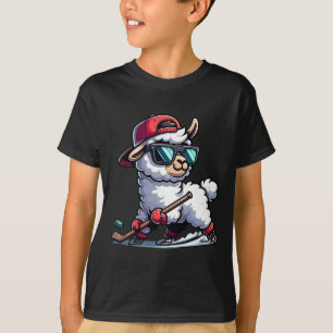 Ice Hockey Llama Master Cool Shades T-Shirt