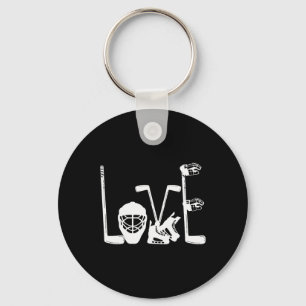 Ice Hockey Love Funny Hockey Valentine's Day Men W Keychain