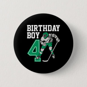Ice Hockey Lovers Kids 4th Hockey Birthday Boy Pla 2 Inch Round Button