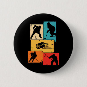 Ice Hockey Motives Colored Retro 2 Inch Round Button