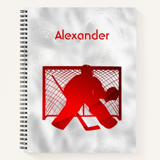 Ice hockey notebook goalie red (Front)