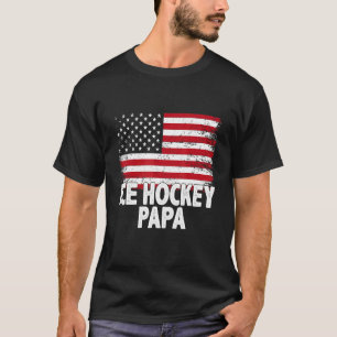 Ice Hockey Papa American Flag Father's Day Men's T-Shirt
