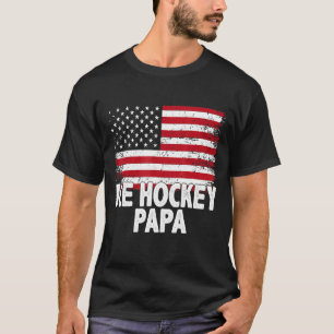 Ice Hockey Papa American Flag Father's Day Men's T-Shirt