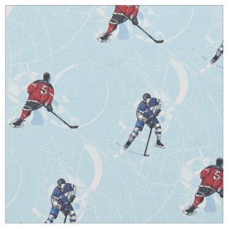 Ice hockey pattern blue fabric