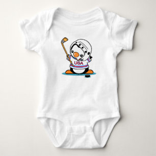 Ice Hockey Penguin Baby Bodysuit