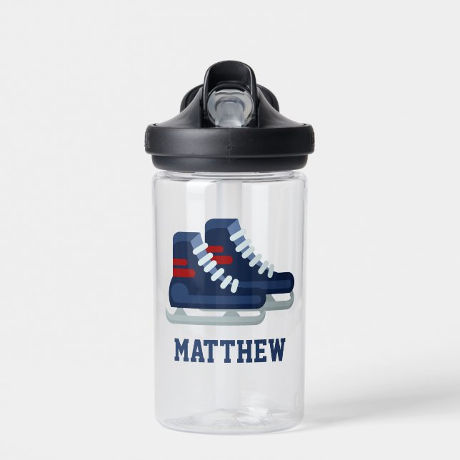 Ice Hockey Personalized Kids Water Bottle (Front)