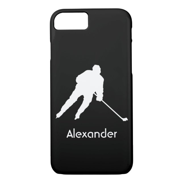 Ice Hockey phone case player name black white (Back)