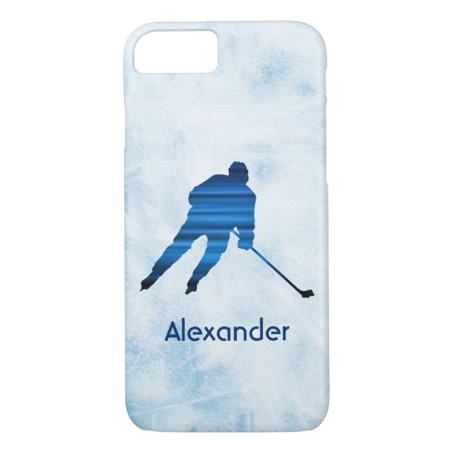 Ice Hockey phone case player name blue (Back)