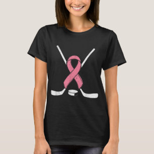 Ice Hockey Pink Ribbon Breast Cancer Awareness Spo T-Shirt