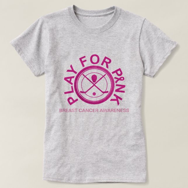 Ice Hockey Play for Breast Cancer Awareness Shirt (Design Front)