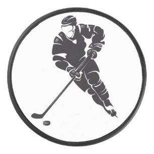Ice Hockey Player Action Silhouette Graphic Puck
