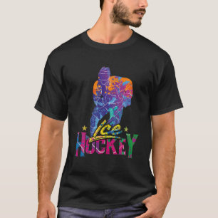 Ice Hockey Player Art Colours Vintage Style Ice Ho T-Shirt
